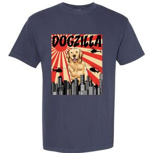 Funny Retro Japanese Dogzilla Golden Retriever Garment-Dyed Heavyweight T-Shirt