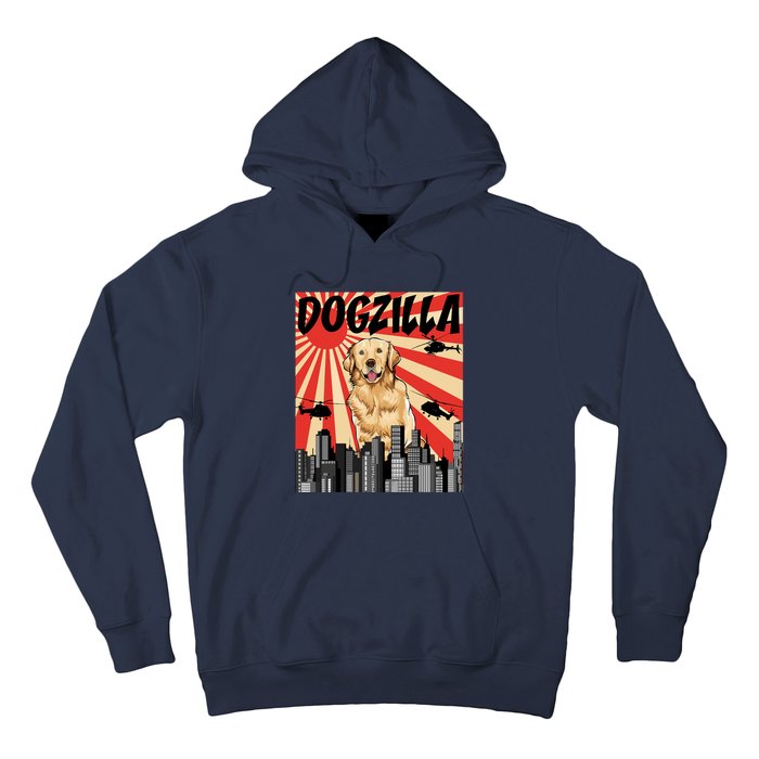 Funny Retro Japanese Dogzilla Golden Retriever Hoodie