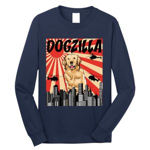 Funny Retro Japanese Dogzilla Golden Retriever Long Sleeve Shirt