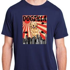 Funny Retro Japanese Dogzilla Golden Retriever Adult ChromaSoft Performance T-Shirt