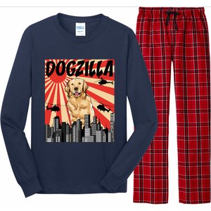 Funny Retro Japanese Dogzilla Golden Retriever Long Sleeve Pajama Set