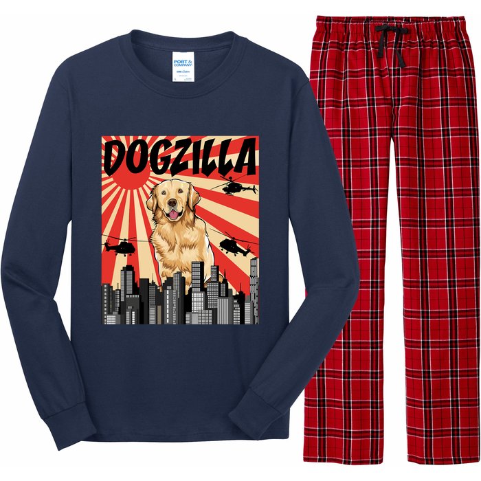 Funny Retro Japanese Dogzilla Golden Retriever Long Sleeve Pajama Set