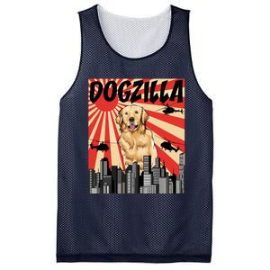 Funny Retro Japanese Dogzilla Golden Retriever Mesh Reversible Basketball Jersey Tank