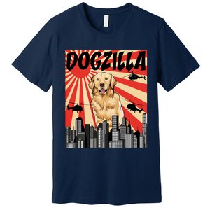 Funny Retro Japanese Dogzilla Golden Retriever Premium T-Shirt