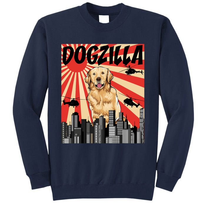 Funny Retro Japanese Dogzilla Golden Retriever Tall Sweatshirt