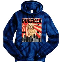 Funny Retro Japanese Dogzilla Golden Retriever Tie Dye Hoodie