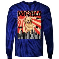 Funny Retro Japanese Dogzilla Golden Retriever Tie-Dye Long Sleeve Shirt