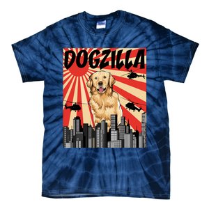 Funny Retro Japanese Dogzilla Golden Retriever Tie-Dye T-Shirt