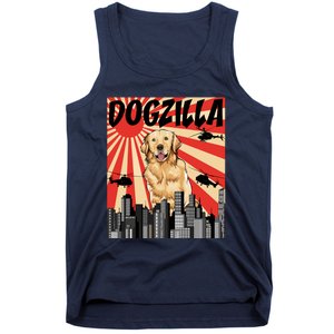 Funny Retro Japanese Dogzilla Golden Retriever Tank Top