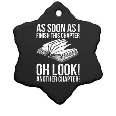 Funny Reading Just One More Chapter Book Lover Design Gift Ceramic Star Ornament