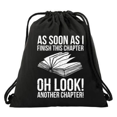 Funny Reading Just One More Chapter Book Lover Design Gift Drawstring Bag