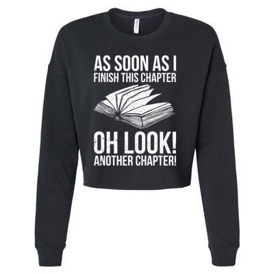 Funny Reading Just One More Chapter Book Lover Design Gift Cropped Pullover Crew