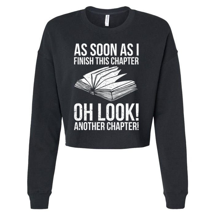Funny Reading Just One More Chapter Book Lover Design Gift Cropped Pullover Crew
