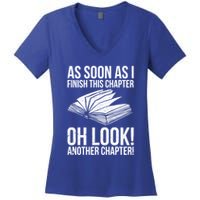 Funny Reading Just One More Chapter Book Lover Design Gift Women's V-Neck T-Shirt