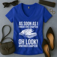 Funny Reading Just One More Chapter Book Lover Design Gift Women's V-Neck T-Shirt