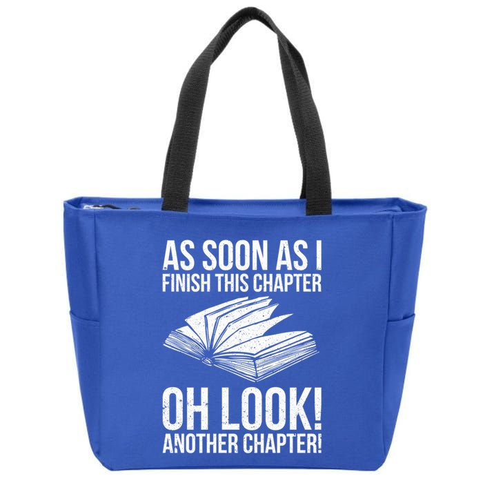 Funny Reading Just One More Chapter Book Lover Design Gift Zip Tote Bag