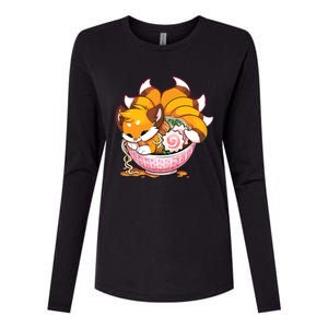 Fox Ramen Japanese Noodles Cute Kawaii Anime Gifts Teen Womens Cotton Relaxed Long Sleeve T-Shirt