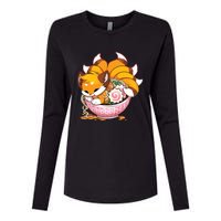 Fox Ramen Japanese Noodles Cute Kawaii Anime Gifts Teen Womens Cotton Relaxed Long Sleeve T-Shirt