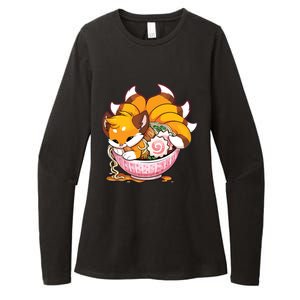 Fox Ramen Japanese Noodles Cute Kawaii Anime Gifts Teen Womens CVC Long Sleeve Shirt