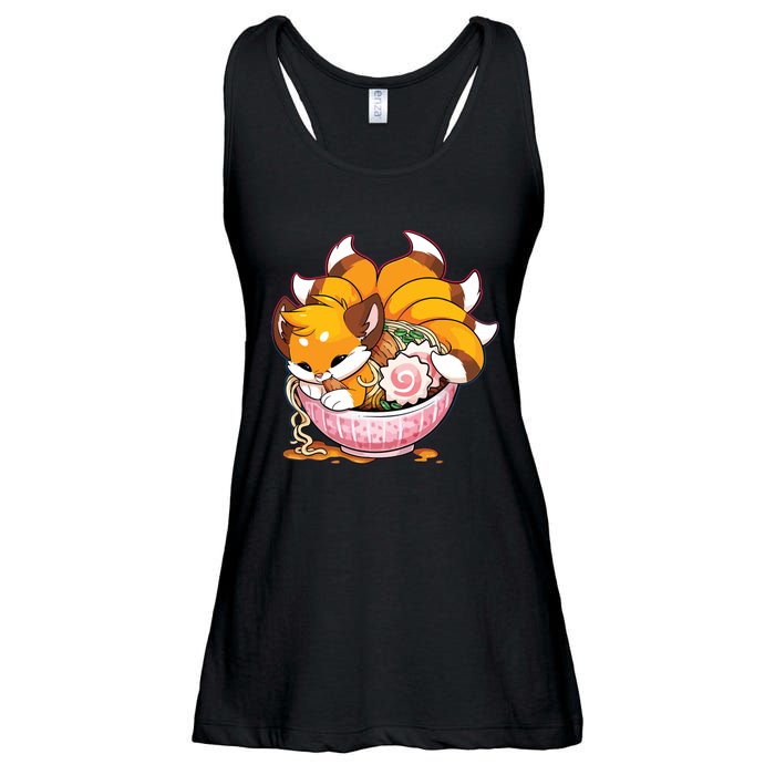 Fox Ramen Japanese Noodles Cute Kawaii Anime Gifts Teen Ladies Essential Flowy Tank