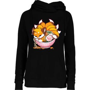 Fox Ramen Japanese Noodles Cute Kawaii Anime Gifts Teen Womens Funnel Neck Pullover Hood