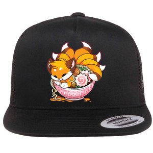 Fox Ramen Japanese Noodles Cute Kawaii Anime Gifts Teen Flat Bill Trucker Hat