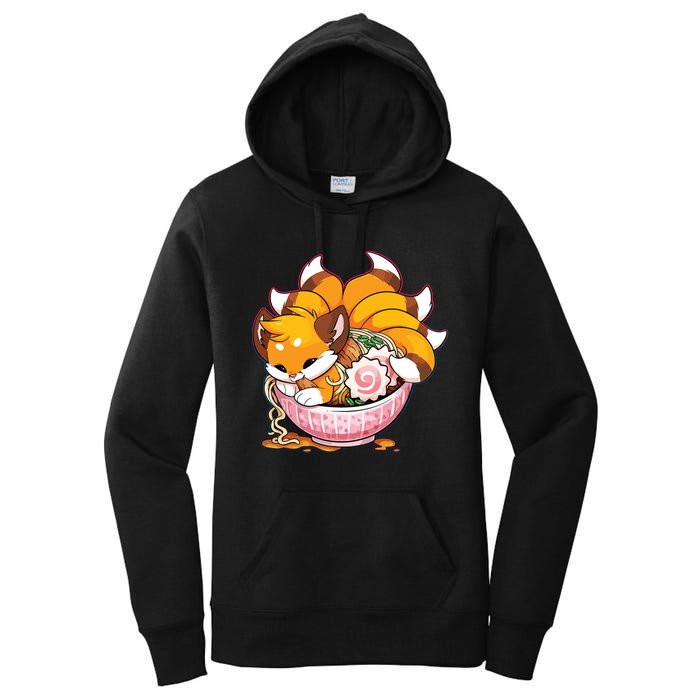 Fox Ramen Japanese Noodles Cute Kawaii Anime Gifts Teen Women's Pullover Hoodie