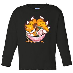 Fox Ramen Japanese Noodles Cute Kawaii Anime Gifts Teen Toddler Long Sleeve Shirt