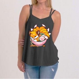 Fox Ramen Japanese Noodles Cute Kawaii Anime Gifts Teen Women's Strappy Tank