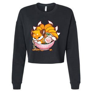 Fox Ramen Japanese Noodles Cute Kawaii Anime Gifts Teen Cropped Pullover Crew