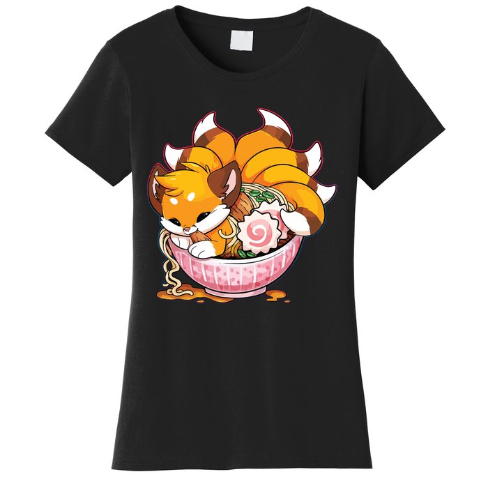 Fox Ramen Japanese Noodles Cute Kawaii Anime Gifts Teen Women's T-Shirt