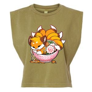 Fox Ramen Japanese Noodles Cute Kawaii Anime Gifts Teen Garment-Dyed Women's Muscle Tee