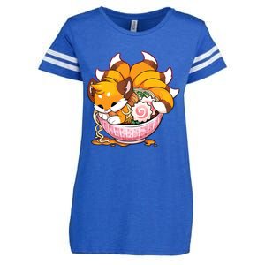 Fox Ramen Japanese Noodles Cute Kawaii Anime Gifts Teen Enza Ladies Jersey Football T-Shirt