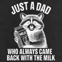 Funny Raccoon Just A Dad Who Always Came Back With The Milk 7 Panel Mesh Trucker Snapback Hat