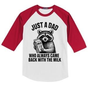 Funny Raccoon Just A Dad Who Always Came Back With The Milk Kids Colorblock Raglan Jersey