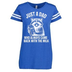 Funny Raccoon Just A Dad Who Always Came Back With The Milk Enza Ladies Jersey Football T-Shirt