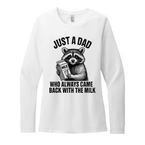 Funny Raccoon Just A Dad Who Always Came Back With The Milk Womens CVC Long Sleeve Shirt