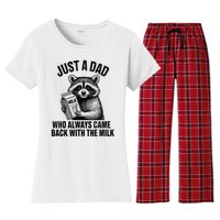 Funny Raccoon Just A Dad Who Always Came Back With The Milk Women's Flannel Pajama Set