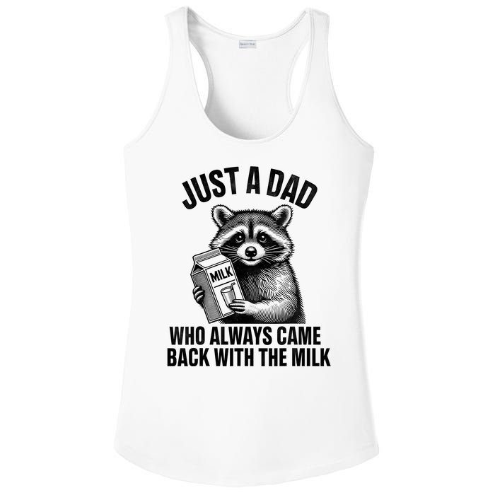 Funny Raccoon Just A Dad Who Always Came Back With The Milk Ladies PosiCharge Competitor Racerback Tank