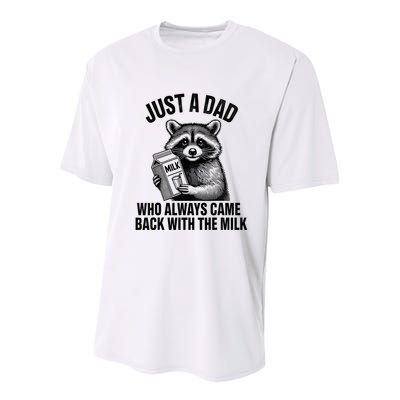 Funny Raccoon Just A Dad Who Always Came Back With The Milk Youth Performance Sprint T-Shirt