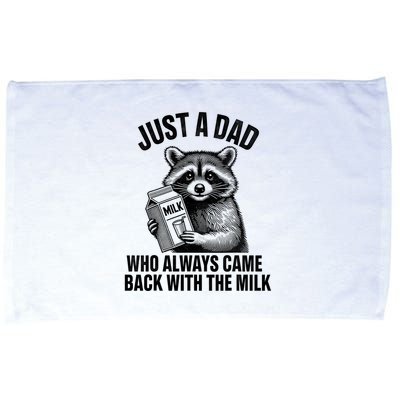Funny Raccoon Just A Dad Who Always Came Back With The Milk Microfiber Hand Towel
