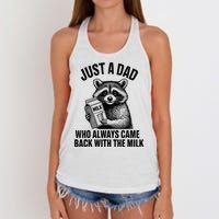 Funny Raccoon Just A Dad Who Always Came Back With The Milk Women's Knotted Racerback Tank