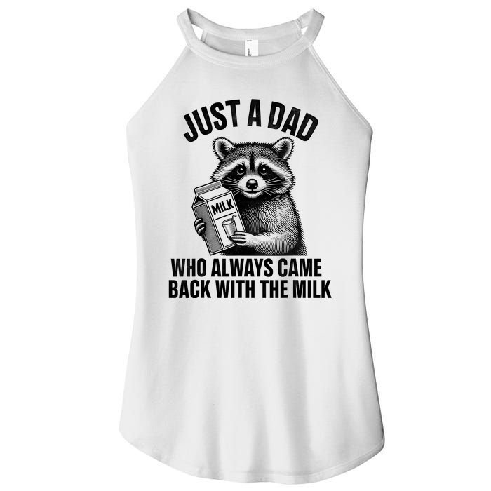 Funny Raccoon Just A Dad Who Always Came Back With The Milk Women's Perfect Tri Rocker Tank