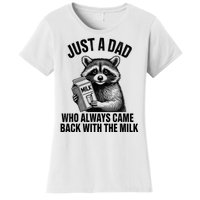 Funny Raccoon Just A Dad Who Always Came Back With The Milk Women's T-Shirt