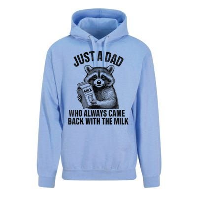 Funny Raccoon Just A Dad Who Always Came Back With The Milk Unisex Surf Hoodie