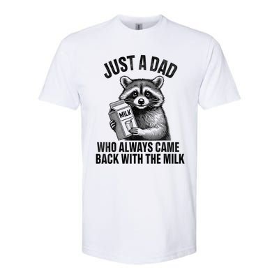 Funny Raccoon Just A Dad Who Always Came Back With The Milk Softstyle® CVC T-Shirt