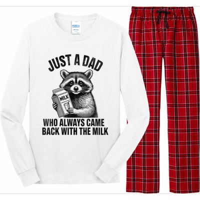 Funny Raccoon Just A Dad Who Always Came Back With The Milk Long Sleeve Pajama Set