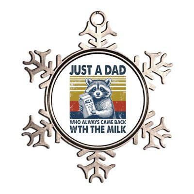 Funny Raccoon Just A Dad Who Came Back With Milk Metallic Star Ornament