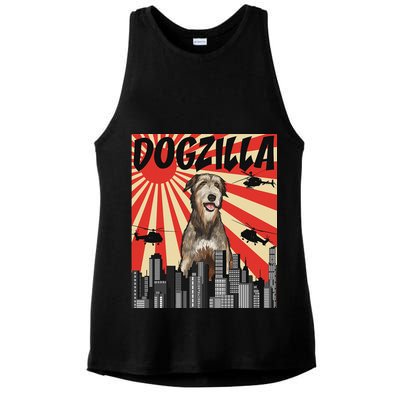 Funny Retro Japanese Dogzilla Irish Wolfhound Ladies PosiCharge Tri-Blend Wicking Tank