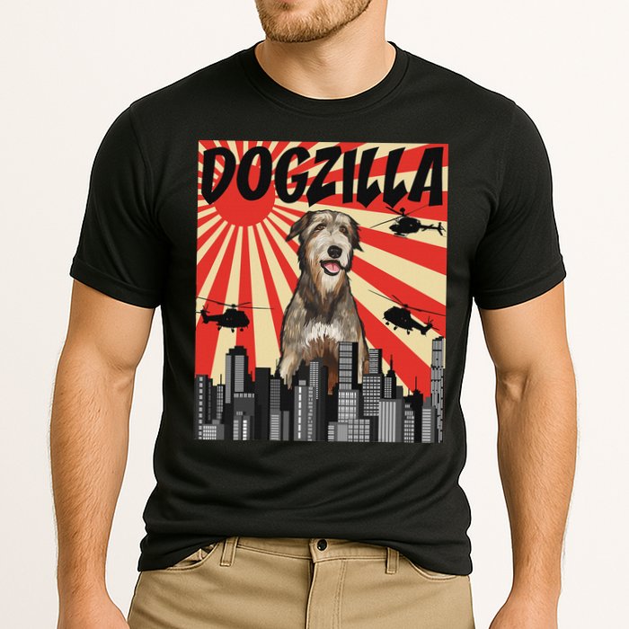 Funny Retro Japanese Dogzilla Irish Wolfhound Cooling Performance Crew T-Shirt